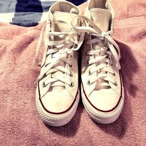 White Converse high top shoes